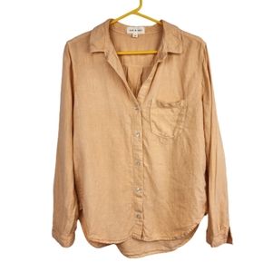 Cloth & Stone Orange Linen Button Down Top Size Medium